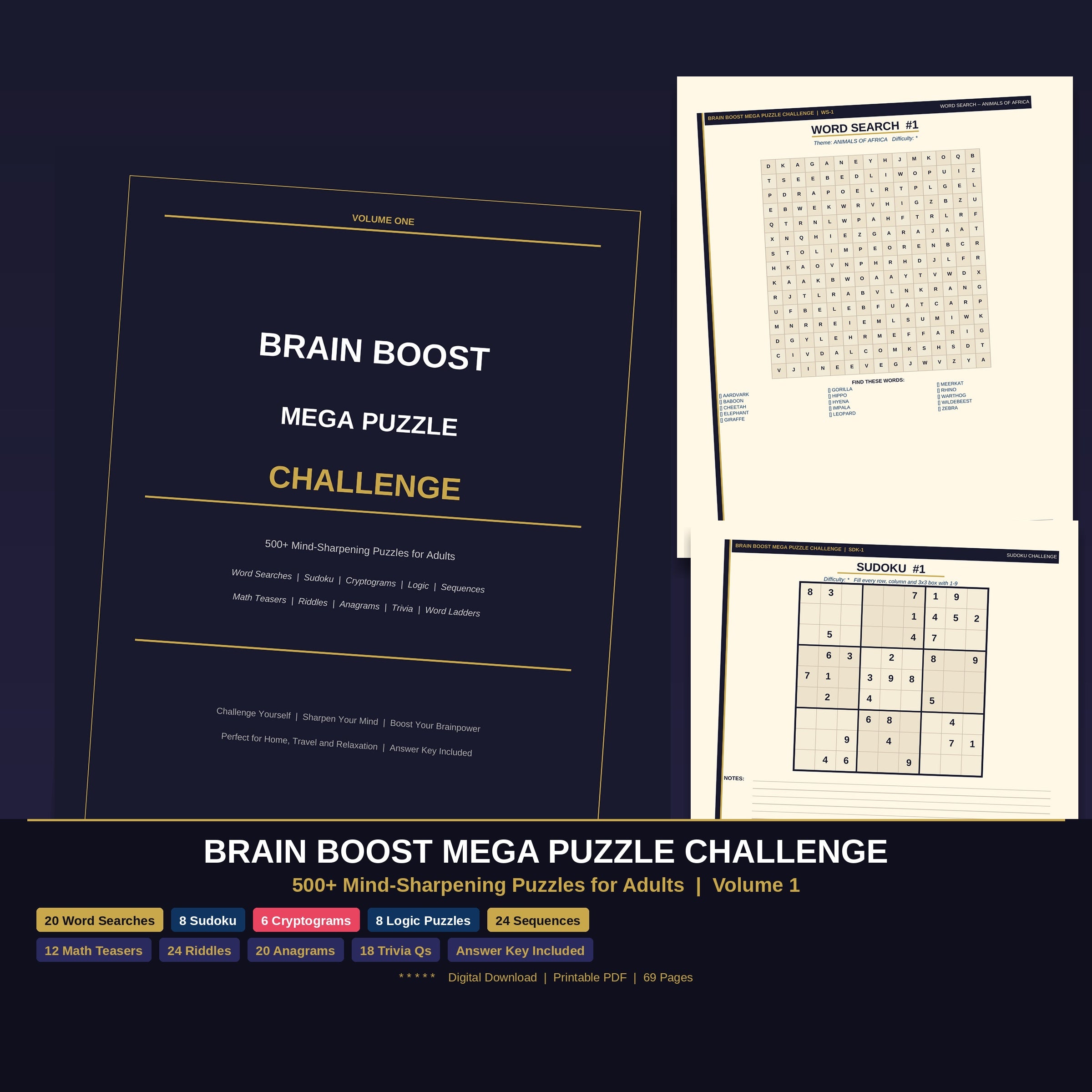 BRAIN BOOST MEGA PUZZLE CHALLENGE-VOLUME 1
